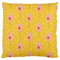 Flower Floral Tulip Leaf Pink Yellow Polka Sot Spot Standard Flano Cushion Case (two Sides) by Mariart