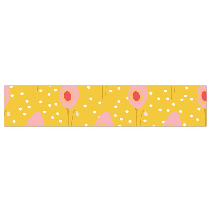 Flower Floral Tulip Leaf Pink Yellow Polka Sot Spot Flano Scarf (Small)