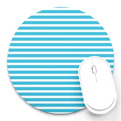 Horizontal Stripes Blue Round Mousepads by Mariart