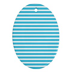 Horizontal Stripes Blue Ornament (oval) by Mariart