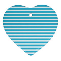 Horizontal Stripes Blue Ornament (heart)