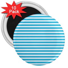 Horizontal Stripes Blue 3  Magnets (10 Pack)  by Mariart