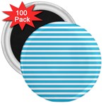 Horizontal Stripes Blue 3  Magnets (100 pack) Front