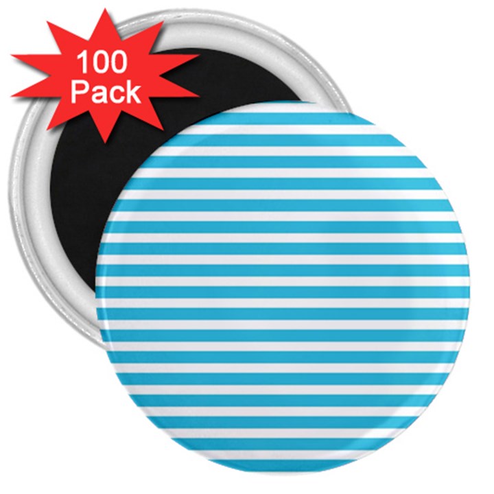 Horizontal Stripes Blue 3  Magnets (100 pack)