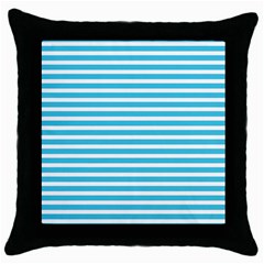 Horizontal Stripes Blue Throw Pillow Case (black) by Mariart