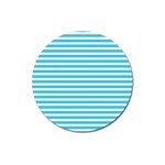 Horizontal Stripes Blue Magnet 3  (Round) Front