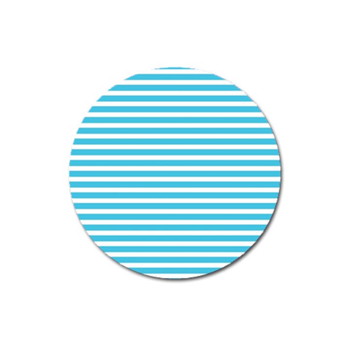 Horizontal Stripes Blue Magnet 3  (Round)