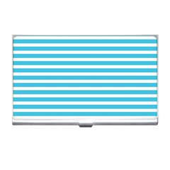 Horizontal Stripes Blue Business Card Holders