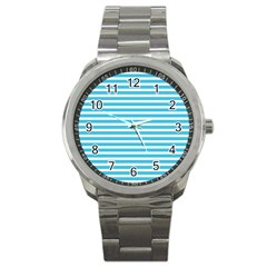 Horizontal Stripes Blue Sport Metal Watch