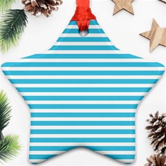 Horizontal Stripes Blue Star Ornament (two Sides) by Mariart