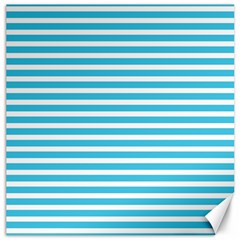 Horizontal Stripes Blue Canvas 20  X 20  