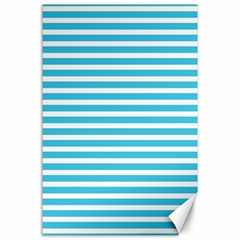 Horizontal Stripes Blue Canvas 24  X 36 