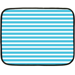 Horizontal Stripes Blue Double Sided Fleece Blanket (mini)  by Mariart