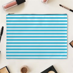 Horizontal Stripes Blue Cosmetic Bag (xl) by Mariart