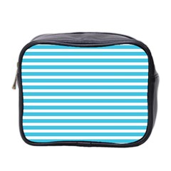 Horizontal Stripes Blue Mini Toiletries Bag 2-side by Mariart