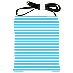 Horizontal Stripes Blue Shoulder Sling Bags by Mariart