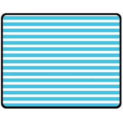 Horizontal Stripes Blue Fleece Blanket (medium)  by Mariart