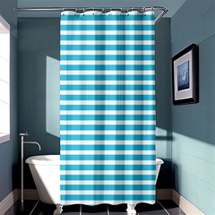 Horizontal Stripes Blue Shower Curtain 36  X 72  (stall) 