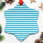 Horizontal Stripes Blue Ornament (Snowflake) Front