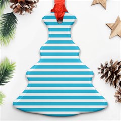 Horizontal Stripes Blue Christmas Tree Ornament (two Sides) by Mariart