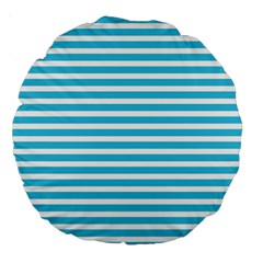 Horizontal Stripes Blue Large 18  Premium Round Cushions by Mariart