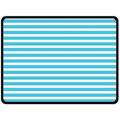 Horizontal Stripes Blue Double Sided Fleece Blanket (large) 