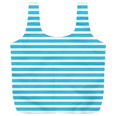 Horizontal Stripes Blue Full Print Recycle Bags (l) 