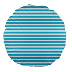 Horizontal Stripes Blue Large 18  Premium Flano Round Cushions by Mariart