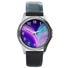 Color Purple Blue Pink Round Metal Watch