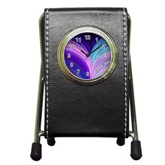 Color Purple Blue Pink Pen Holder Desk Clocks by Mariart