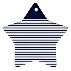 Horizontal Stripes Blue White Line Ornament (star) by Mariart