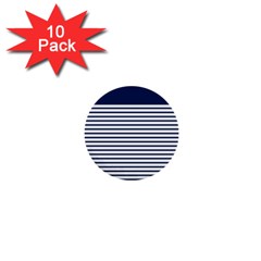 Horizontal Stripes Blue White Line 1  Mini Buttons (10 Pack) 