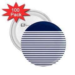 Horizontal Stripes Blue White Line 2 25  Buttons (100 Pack)  by Mariart