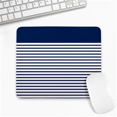 Horizontal Stripes Blue White Line Large Mousepads by Mariart