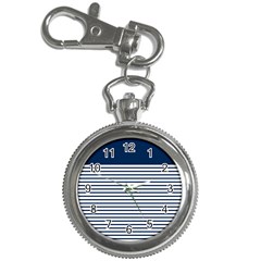 Horizontal Stripes Blue White Line Key Chain Watches by Mariart