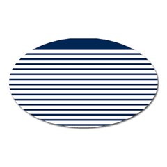 Horizontal Stripes Blue White Line Oval Magnet by Mariart