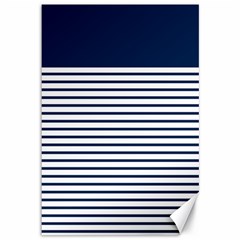 Horizontal Stripes Blue White Line Canvas 12  X 18   by Mariart