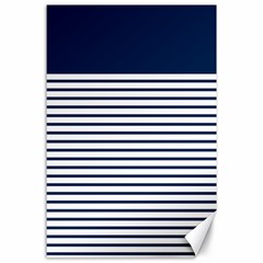 Horizontal Stripes Blue White Line Canvas 24  X 36  by Mariart