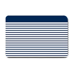 Horizontal Stripes Blue White Line Small Doormat  by Mariart