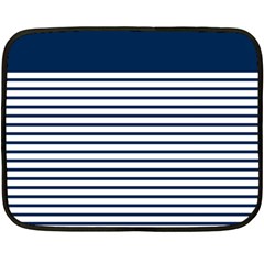 Horizontal Stripes Blue White Line Fleece Blanket (mini) by Mariart