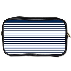 Horizontal Stripes Blue White Line Toiletries Bags by Mariart