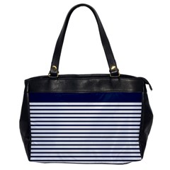 Horizontal Stripes Blue White Line Office Handbags by Mariart