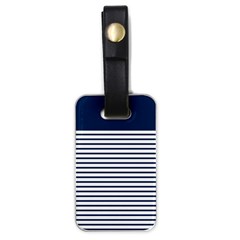 Horizontal Stripes Blue White Line Luggage Tags (one Side)  by Mariart