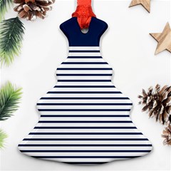 Horizontal Stripes Blue White Line Ornament (christmas Tree)  by Mariart