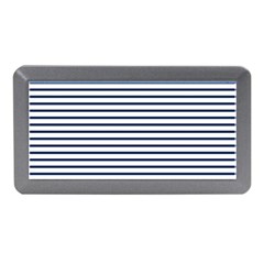 Horizontal Stripes Blue White Line Memory Card Reader (mini) by Mariart