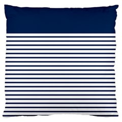 Horizontal Stripes Blue White Line Large Cushion Case (one Side) by Mariart