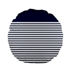 Horizontal Stripes Blue White Line Standard 15  Premium Round Cushions by Mariart