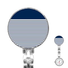 Horizontal Stripes Blue White Line Stainless Steel Nurses Watch by Mariart