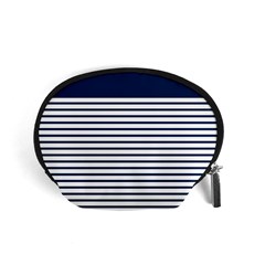 Horizontal Stripes Blue White Line Accessory Pouches (small)  by Mariart