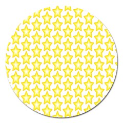 Yellow Orange Star Space Light Magnet 5  (round) by Mariart